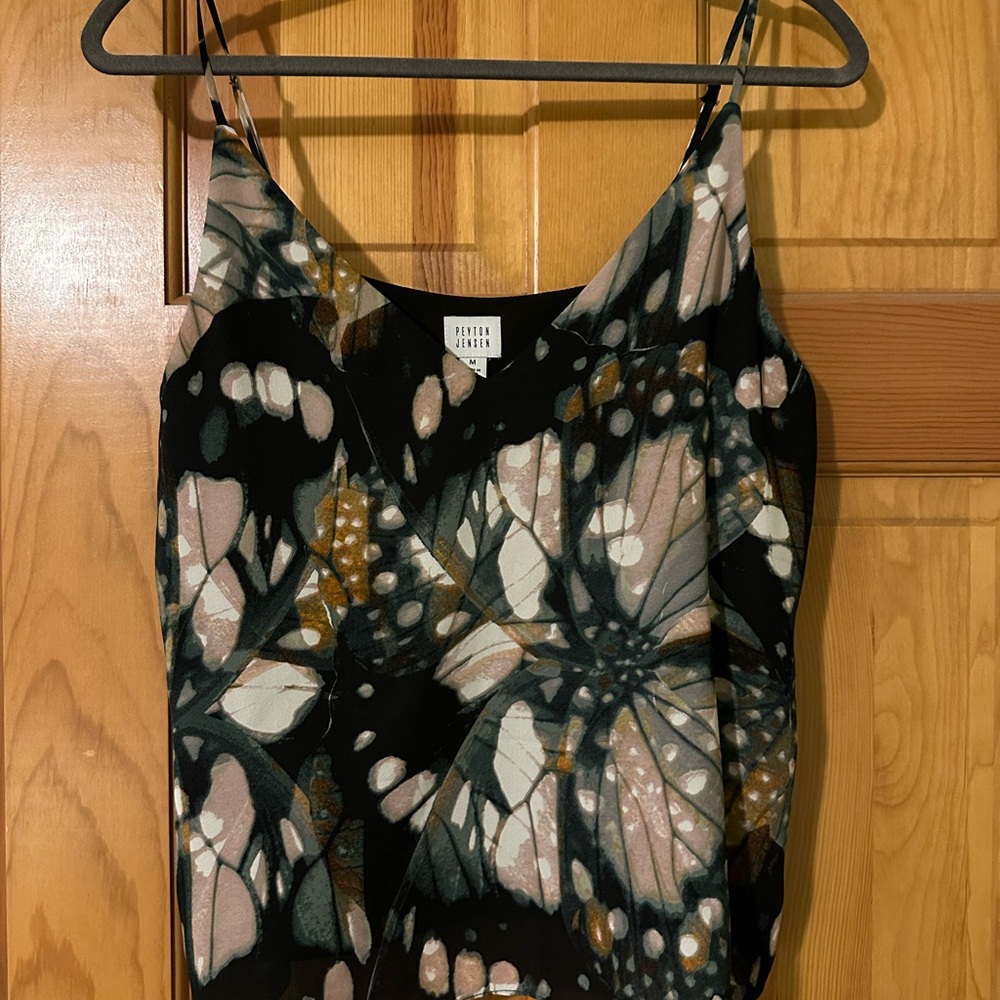 Patterned Black and Pink Tank Top